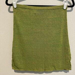 Green And Gold Knit Women's Mini Skirt